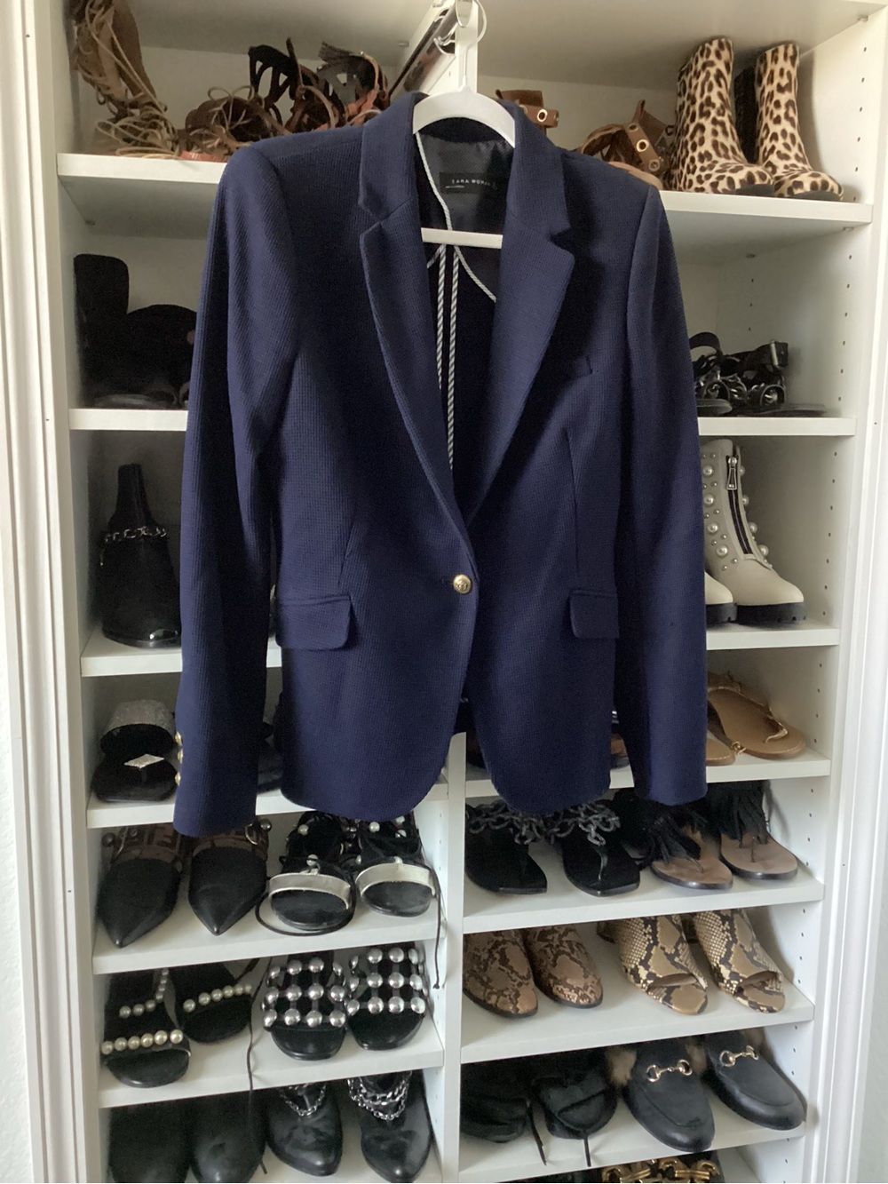 Zara Navy Single-Button Women's Blazer